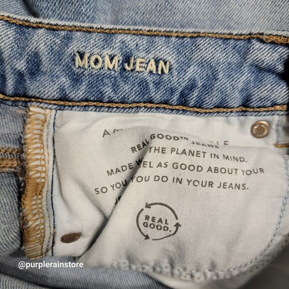 American Eagle Mom Jeans 00 S High Rise Medium Light Wash Stretch Denim - Picture 5 of 12